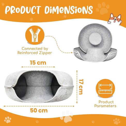 Pawsome Pursuit Cat Tunnels - Peekaboo Cat Cave Donut, Scratch-Resistant Bed Cave for Medium to Large Cats, Ideal Cat Tunnel Bed for Indoor Cats up to 30 lbs in Saudi Arabia