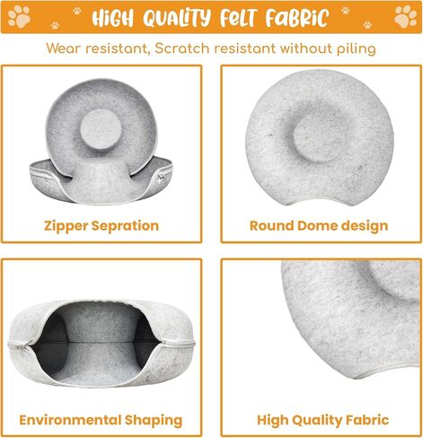 Pawsome Pursuit Cat Tunnels - Peekaboo Cat Cave Donut, Scratch-Resistant Bed Cave for Medium to Large Cats, Ideal Cat Tunnel Bed for Indoor Cats up to 30 lbs in Saudi Arabia