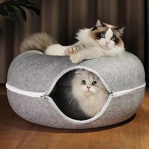 Pawsome Pursuit Cat Tunnels - Peekaboo Cat Cave Donut, Scratch-Resistant Bed Cave for Medium to Large Cats, Ideal Cat Tunnel Bed for Indoor Cats up to 30 lbs in Saudi Arabia