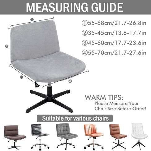 Weldomcor Armless Chair Covers 2 Pack Stretch Office Criss Cross Chair Seat Cover, Modern Chair Cushion Slipcovers Removable Washable Seat Protector for Computer Desk Chairs Home Decor (Grey) in Saudi Arabia