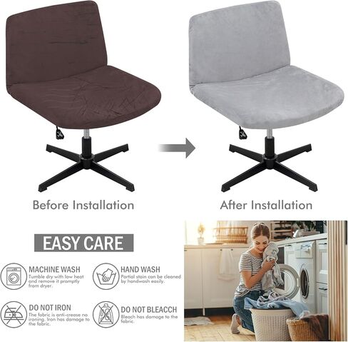 Weldomcor Armless Chair Covers 2 Pack Stretch Office Criss Cross Chair Seat Cover, Modern Chair Cushion Slipcovers Removable Washable Seat Protector for Computer Desk Chairs Home Decor (Grey) in Saudi Arabia