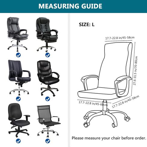 KRFOONN Office Chair Covers Stretch Computer Chair Slipcover Printed Removable Boss Chair Seat Cushion Protectors with Zipper for Armrest Chair Universal Rotating Chair (L, 04) in Kuwait