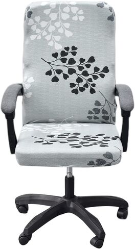 KRFOONN Office Chair Covers Stretch Computer Chair Slipcover Printed Removable Boss Chair Seat Cushion Protectors with Zipper for Armrest Chair Universal Rotating Chair (L, 04) in Kuwait
