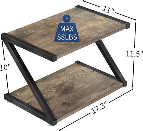 Rustic Wood Desktop Printer Stand- Home Printer Stands Table Top, 2 Tier Vintage Printer Table Desk Space Organizer for Office Fax Machine, Scanner, Files, Books with Adjustable Anti-Skid Feet in Saudi Arabia