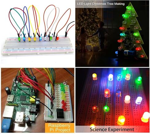 California JOS 50 PCS Colorful 5mm LED Light Diodes, LED Circuit Assorted Kit for Science Project Experiment (10pieces/Color) in Saudi Arabia