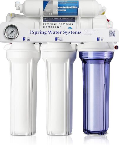 iSpring RCC1D Tankless RO/DI System, 5 Stage De-ionization Reverse Osmosis Water Filter System, 150 GPD Tankless RO Water Filter System for Aquarium with DI Water Filter in Saudi Arabia