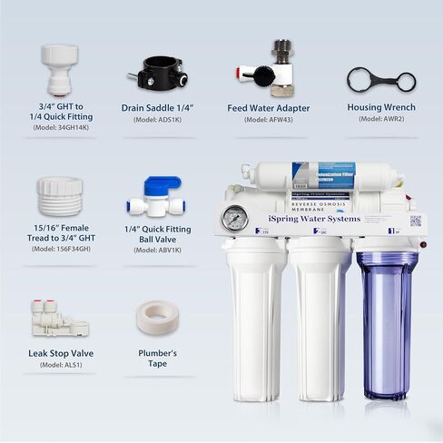 iSpring RCC1D Tankless RO/DI System, 5 Stage De-ionization Reverse Osmosis Water Filter System, 150 GPD Tankless RO Water Filter System for Aquarium with DI Water Filter in Saudi Arabia