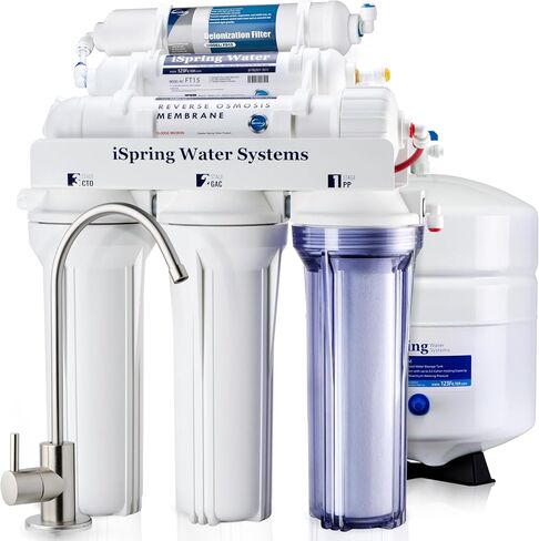 iSpring RCC1D Tankless RO/DI System, 5 Stage De-ionization Reverse Osmosis Water Filter System, 150 GPD Tankless RO Water Filter System for Aquarium with DI Water Filter in Saudi Arabia