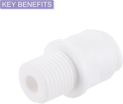 تطبيقات UHATa Quick Connector لنظام التنقية الصناعية - خيط ذكر G1/4 إلى أنبوب 1/4 بوصة 27 مم PE تركيب توصيل مستقيم - [الكمية 10 - أبيض] in Kuwait