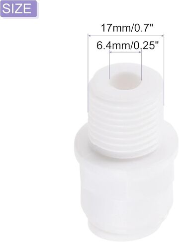 تطبيقات UHATa Quick Connector لنظام التنقية الصناعية - خيط ذكر G1/4 إلى أنبوب 1/4 بوصة 27 مم PE تركيب توصيل مستقيم - [الكمية 10 - أبيض] in Kuwait