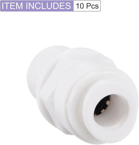 تطبيقات UHATa Quick Connector لنظام التنقية الصناعية - خيط ذكر G1/4 إلى أنبوب 1/4 بوصة 27 مم PE تركيب توصيل مستقيم - [الكمية 10 - أبيض] in Kuwait