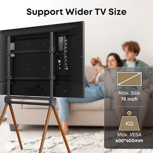PUTORSEN Artistic Easel TV Floor Stand for 49 to 70 inch LED LCD Screens, Studio TV Display Stand with VESA 200x200 to 600x400mm and Max Load 100 Lbs, Adjustable TV Mount with 4 Legs, Color Grey in Saudi Arabia