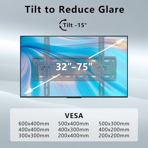 SHTUMEC Tilting TV Wall Mount for Most 32–75 inch TVs up to 165 lbs, Low Profile Wall Mount TV Bracket，Sturdy TV Wall Mount Bracket for Flat or Curved TVs， Max VESA 600×400 mm, Can tilt 15 °. in Kuwait
