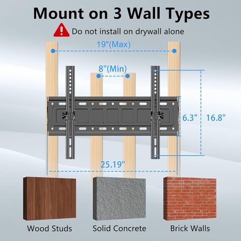 SHTUMEC Tilting TV Wall Mount for Most 32–75 inch TVs up to 165 lbs, Low Profile Wall Mount TV Bracket，Sturdy TV Wall Mount Bracket for Flat or Curved TVs， Max VESA 600×400 mm, Can tilt 15 °. in Kuwait