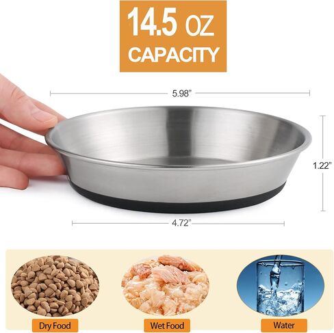 Stainless Steel Cat Bowls,Whisker Friendly Shallow Cat Dishes for Food and Water,Non-Slip Silicone Bottom,Heavy Duty,Replacement Kitten Metal Plate for Elevated Stands,3 Pack in Saudi Arabia