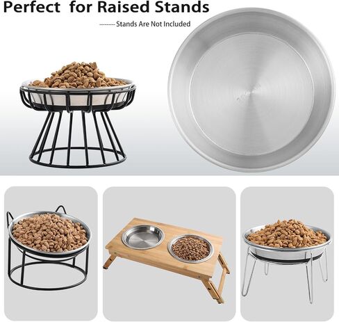 Stainless Steel Cat Bowls,Whisker Friendly Shallow Cat Dishes for Food and Water,Non-Slip Silicone Bottom,Heavy Duty,Replacement Kitten Metal Plate for Elevated Stands,3 Pack in Saudi Arabia