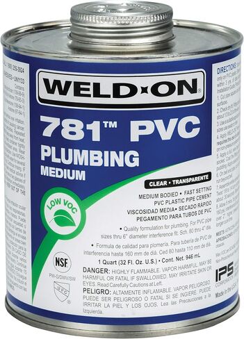 Weld-On 14009 781 أسمنت مذيب للسباكة متوسط ​​القوة وعالي القوة - سريع الإعداد ومنخفض المركبات العضوية المتطايرة، شفاف، 1/4 باينت (4 أونصة سائلة) in Kuwait