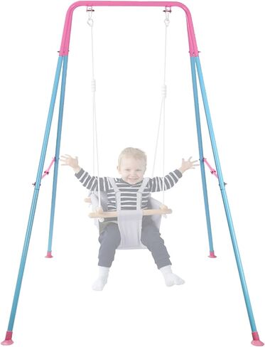 Foldable Children's Swing Stand, Heavy-Duty Metal Swing Frame for Kids - Suitable for Indoor and Outdoor Use… (M) in Kuwait