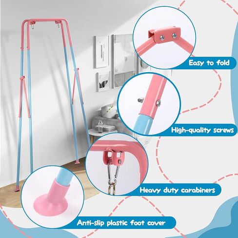 Foldable Children's Swing Stand, Heavy-Duty Metal Swing Frame for Kids - Suitable for Indoor and Outdoor Use… (M) in Kuwait