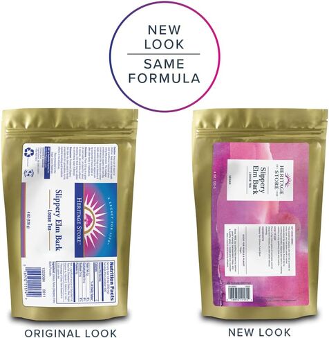Heritage Store Slippery Elm Bark Tea, Soothing Loose Tea Helps Ease Digestion, Relaxes & Calms the Throat, With Pure Slippery Elm Powder from the Inner Bark, Vegan, No Additives or Fillers, 4oz in Kuwait
