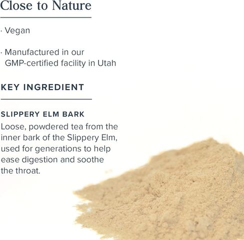 Heritage Store Slippery Elm Bark Tea, Soothing Loose Tea Helps Ease Digestion, Relaxes & Calms the Throat, With Pure Slippery Elm Powder from the Inner Bark, Vegan, No Additives or Fillers, 4oz in Kuwait