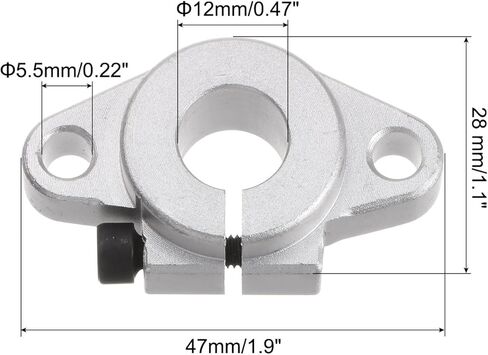 4 قطع من uxcell SHF12 دعامة قضيب تثبيت قضيب الحركة الخطية، دعامة تثبيت من الألومنيوم لقضيب الحركة الخطية بقطر 12 مم، لون فضي in Kuwait