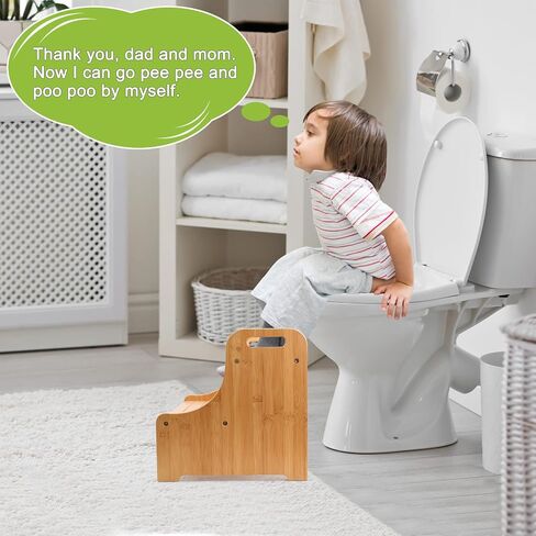 Purbambo Bamboo Step Stool for Toddlers, Kids Stepping Stool with Handles for Potty Training, Bathroom Sink, Kitchen Counter, Bedroom in Saudi Arabia