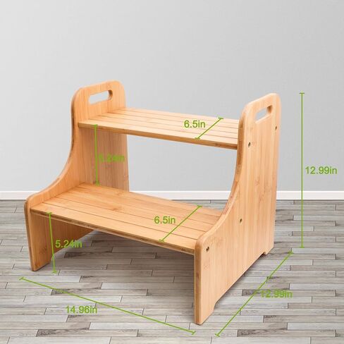 Purbambo Bamboo Step Stool for Toddlers, Kids Stepping Stool with Handles for Potty Training, Bathroom Sink, Kitchen Counter, Bedroom in Saudi Arabia