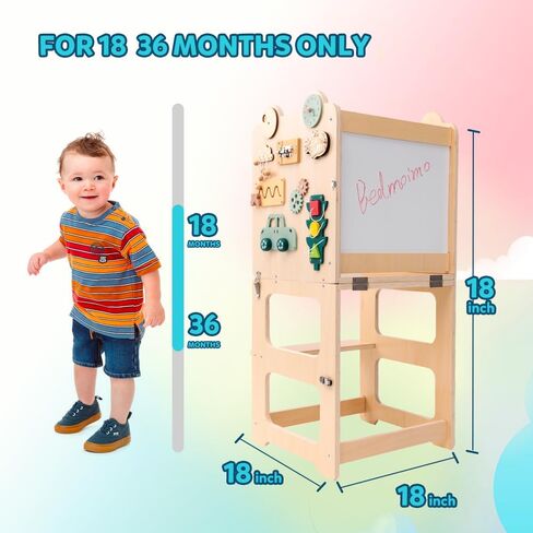 bedmoimo Kids Kitchen Step Stool للأطفال مع السكك الحديدية الآمنة، البناء الخشب الصلب طفل التعلم برج البراز، مونتيسوري الأطفال الصغار مطبخ البراز in Kuwait