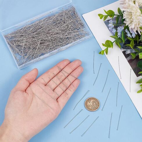 UNICRAFTALE About 800pcs Stainless Steel Flat Head Pins 45mm Straight Head Pin Metal Eye Pins Findings End Headpins Findings for DIY Craft Jewelry Making in Saudi Arabia