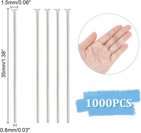 UNICRAFTALE About 800pcs Stainless Steel Flat Head Pins 45mm Straight Head Pin Metal Eye Pins Findings End Headpins Findings for DIY Craft Jewelry Making in Saudi Arabia