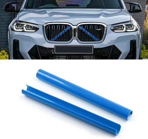 خطوط شبكية أمامية من Xotic Tech، حواف شبكية أمامية في المنتصف متوافقة مع BMW X3 X4 X5 F25 G01 G02 G05 (أزرق) in Kuwait