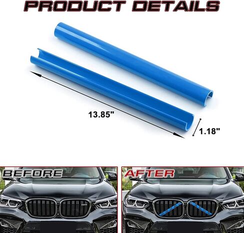 خطوط شبكية أمامية من Xotic Tech، حواف شبكية أمامية في المنتصف متوافقة مع BMW X3 X4 X5 F25 G01 G02 G05 (أزرق) in Kuwait