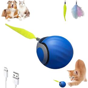 2 Packs Speedy Tail 2.0 Cat Toy, Interactive Cat Toys for Indoor, Automatic Moving Kitten Rolling Ball with Tail, Rechargeable & Two Speed Adjustment, Smart Interactive Dog Ball, Rollie Pet Chase in Kuwait