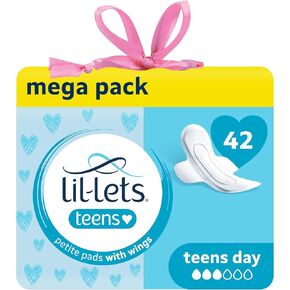 Lil-Lets Teens Day Pads with Wings - 70 Count Period Pads - Thin, Super Absorbent Sanitary Napkins, Soft & Breathable, Fragrance-Free - First Periods, Light to Medium Days in Kuwait