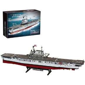 USS CV-6 Enterprise Battleship Building Toys، سلسلة عسكرية سفينة حربية MOC من الحرب العالمية الثانية، مجموعة مكعبات بناء سفينة هدية لمجموعة البالغين (1883 قطعة) in Kuwait