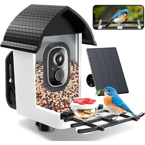 Smart Bird Feeder with Camera - 2K HD Live View, AI Identification & Instant Alerts, Weatherproof for Outdoors, 2.4GHz WiFi Solar Powered Smart Feeder for Bird Lovers in Kuwait