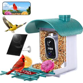 Smart Bird Feeder with Camera Solar Powered : 2K HD Live View, AI Birds Identification ＆ Instant Arrival Alerts, Easy Setup & Refilling Bird Feeders for Outdoors - Ideal Gifts for Mom Dad Birdlovers in Saudi Arabia
