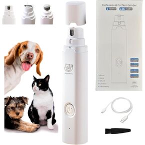 Dog Nail Grinder– Professional 2-Speed Electric Rechargeable Pet Nail Trimmer Painless Paws Grooming & Smoothing for Small Medium Large Dogs and Cats (White) in Saudi Arabia