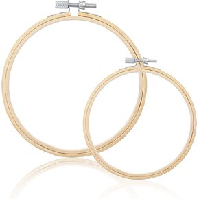 2 Pcs Wooden Embroidery Hoop, 6 Inch 8 inch Bamboo Embroidery Hoops Frame Circle Cross Stitch Hoop Ring for Art Craft Sewing DIY Decoration Home Ornaments in Saudi Arabia