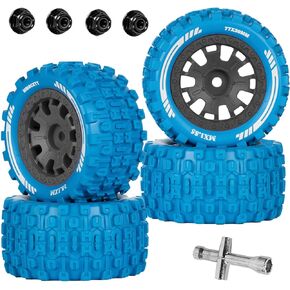 MX1.85 RC Truck Wheel Tires for 1/18 Granite GROM 4X4 RTR,1/14 Typhon GROM 4X4 RTR 223S,Hard Plastic RC Truck Tires,RC Monster Truck Car Wheels,Black&Blue in Kuwait