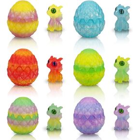 Anditoy 6 PCS Prefilled 3D Printed Easter Eggs Crystal Mini Dragon Eggs with Toys Inside for Kids Boys Girls Easter Basket Stuffers Gifts Party Favors in Kuwait