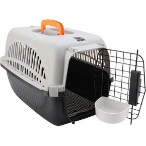 Travel Cats Carrier, Plastic Hard Sided Cats Pet Travel Carrier, Small Pet Travel Crate with Handle, Ventilated Design Pet Carrier, Easy Assembly, Dog Carriers for Small Dog (Black) in Kuwait