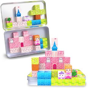 مكعبات مغناطيسية صغيرة، 45 قطعة مكعبات بناء مغناطيسية للسفر مع علبة حديدية، مغناطيسات للأميرة للفتيات من سن 4 إلى 8 سنوات، ألعاب بناء مونتيسوري الحسية للأطفال، هدايا عيد الميلاد. in Kuwait