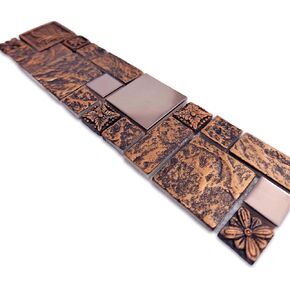 Hominter البرونزية والمعدنية المصقولة بلاط الفسيفساء النحاس محكم الراتنج الزخرفية الجدار باكسبلاش للمطبخ باكسبلاش، جدار الحمام، الموقد المحيطي (5 أقدام مربعة) in Kuwait