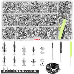 600 PCS Metal Studs and Spikes for Clothing, 8 Size Cone Spikes and Pyramid Studs,Screwback Studs Rivets Punk Accessories Kit for DIY Punk Style Clothes Bags Purse Collar Leather Craft in Saudi Arabia