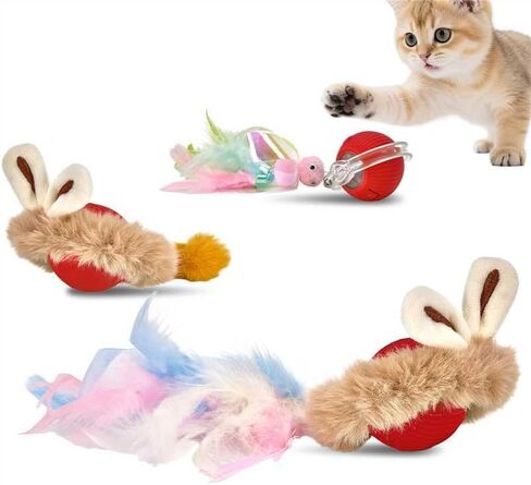 Interactive Cat Toys for Indoor Cats, Motion Activate Ca t Toy, Smart Kitten Rolling Ball Moving Ball Toys, Rechargeable Cat Ballfor Enrichment Exercise(Red) in Saudi Arabia