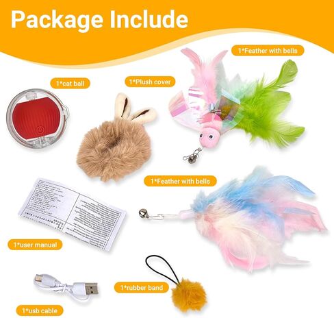 Interactive Cat Toys for Indoor Cats, Motion Activate Ca t Toy, Smart Kitten Rolling Ball Moving Ball Toys, Rechargeable Cat Ballfor Enrichment Exercise(Red) in Saudi Arabia