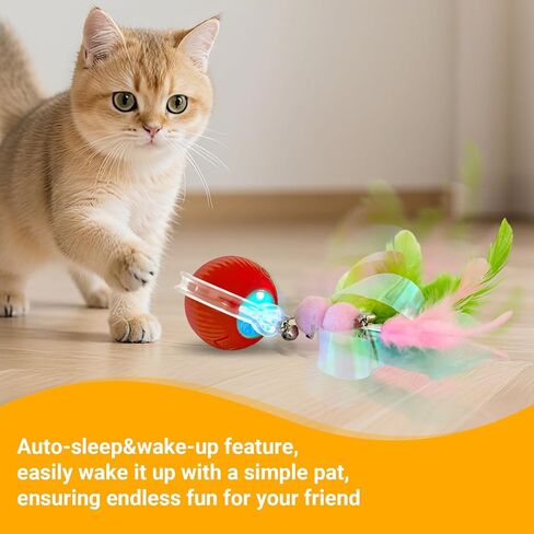 Interactive Cat Toys for Indoor Cats, Motion Activate Ca t Toy, Smart Kitten Rolling Ball Moving Ball Toys, Rechargeable Cat Ballfor Enrichment Exercise(Red) in Saudi Arabia