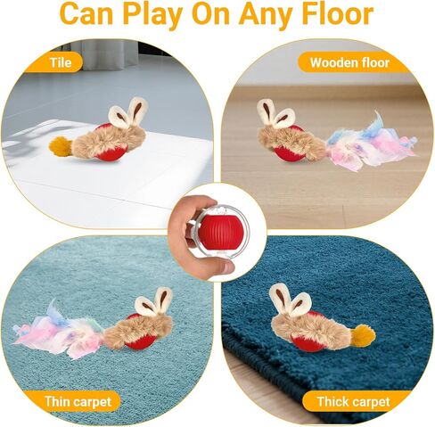 Interactive Cat Toys for Indoor Cats, Motion Activate Ca t Toy, Smart Kitten Rolling Ball Moving Ball Toys, Rechargeable Cat Ballfor Enrichment Exercise(Red) in Saudi Arabia